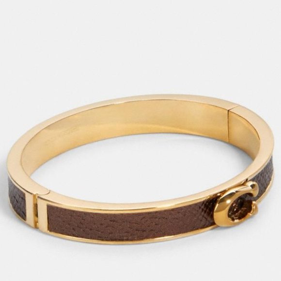 Coach Jewelry - BROWN PUSH SIGNATURE HINGED BANGLE BY COACH